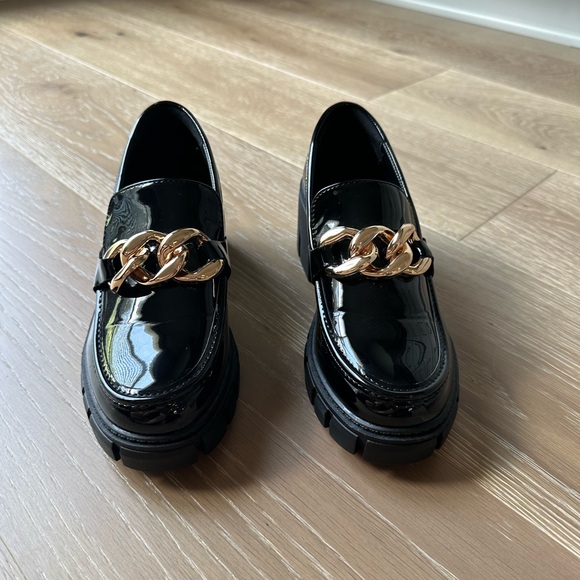 Black patent lug sole loafers. - Picture 3 of 3